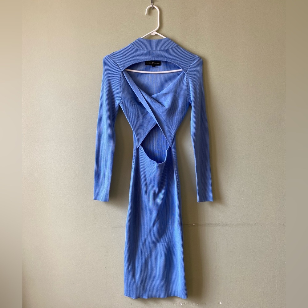 Almost famous Twist Cutout Sweater Baby Blue Dress Size M